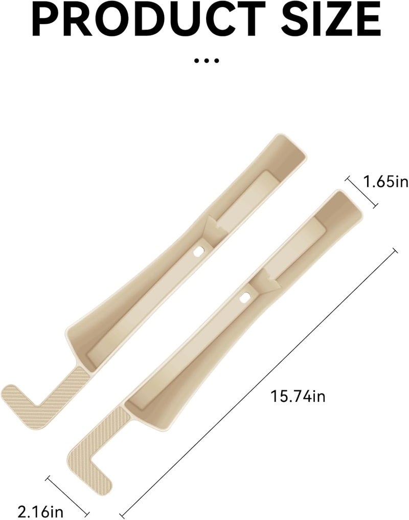 Tioollev 2PCS Car Seat Gap Filler, Automotive Seat Organizer Fill The Gap Between Seat and Console, Universal Car Storage Box Inserts Fill The Gap Between Seat &Console for Coins Wallets Keys (Beige) - Image 2